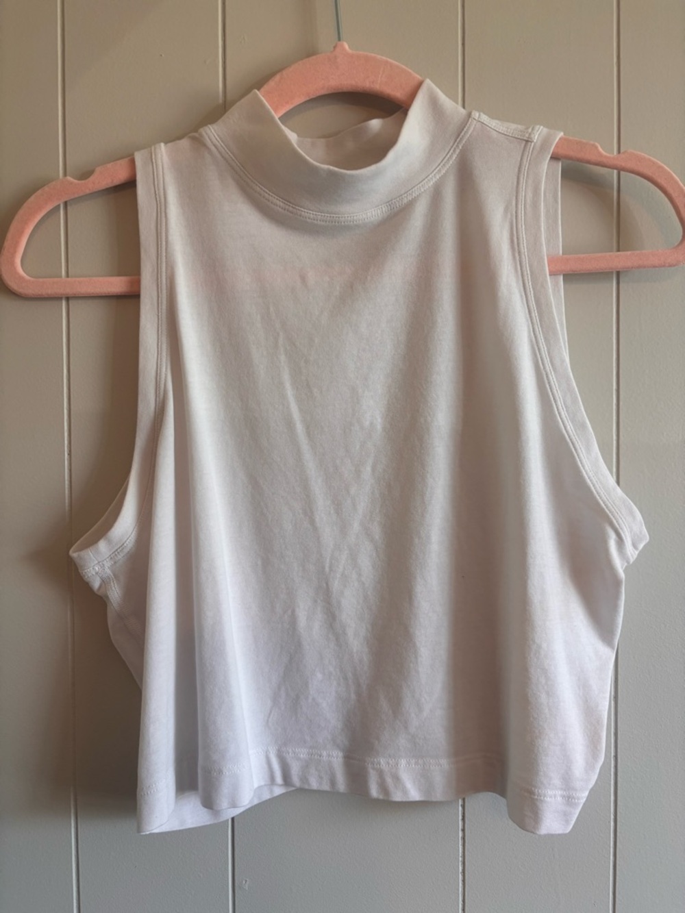 White Sleeveless Mock Neck Crop Tank Top - Women